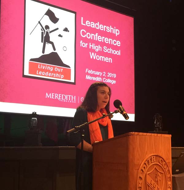 Student Speaking at Leadershape Cnference.